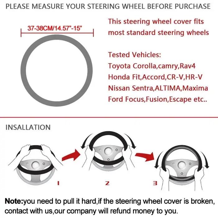 Housse de volant de voiture en cuir 38cm, pour Toyota Corolla Fortuner Sequoia Auris Avensis YARIS V