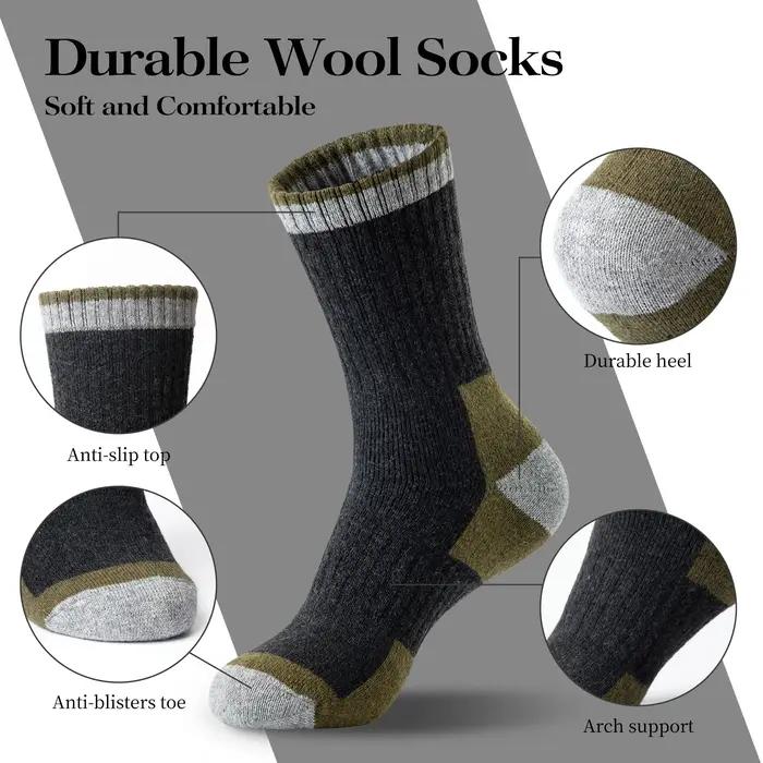 Chaussettes chasse merino homme 5 paires - Confort chaud hiver randonnée intérieur extérieur respirantes