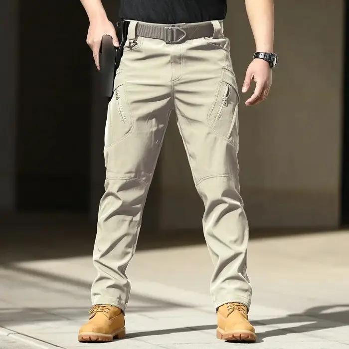 Pantalon cargo tactique homme softshell stretch - Poches multiples sans ceinture entretien toutes saisons
