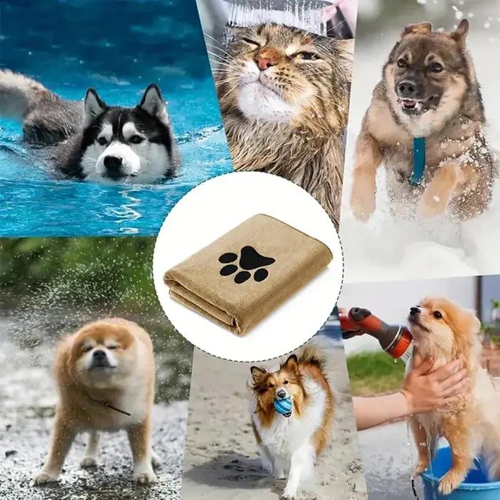Serviette de bain pour animaux de compagnie en microfibre
