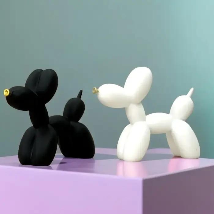 Vilead Graffiti ballon chien Sculpture noir blanc chiot vivant Figurines salle de bain chambre table décoration
