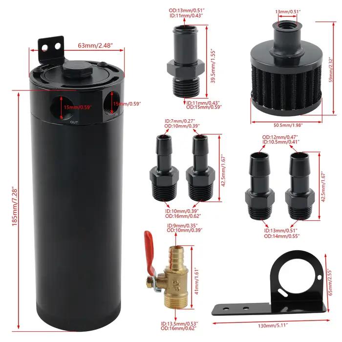 Kit de Récupération d'Huile Noir à 2 Ports de 750ml, Réservoir Universel à Déflecteur, Précieux avec