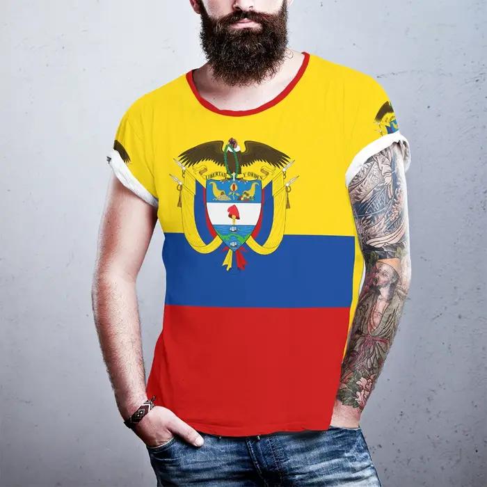 T-Shirt Homme Imprimé Drapeau Colombie Emblème National Pour Hommes Occasions Spéciales Casual Tops à Manches Courtes