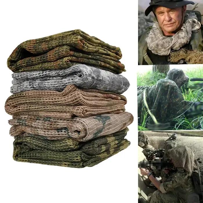 Tactical Mesh Breathbale Scarf Sniper Face Veil Camo Airsoft Hunting Cycling Hik