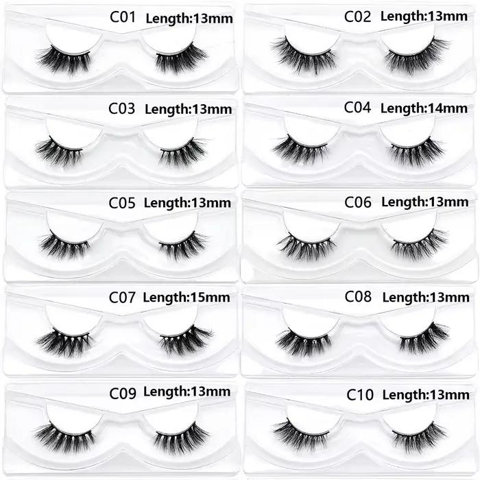 Articles en vrac 10/30/60/100 paires demi-cils de vison naturel longs moelleux vaporeux demi-cils Ex
