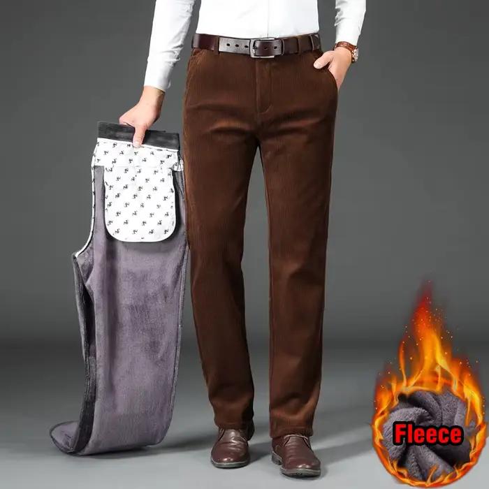 Pantalon velours côtelé hiver homme épais chaud stretch classique pour chasse élégante