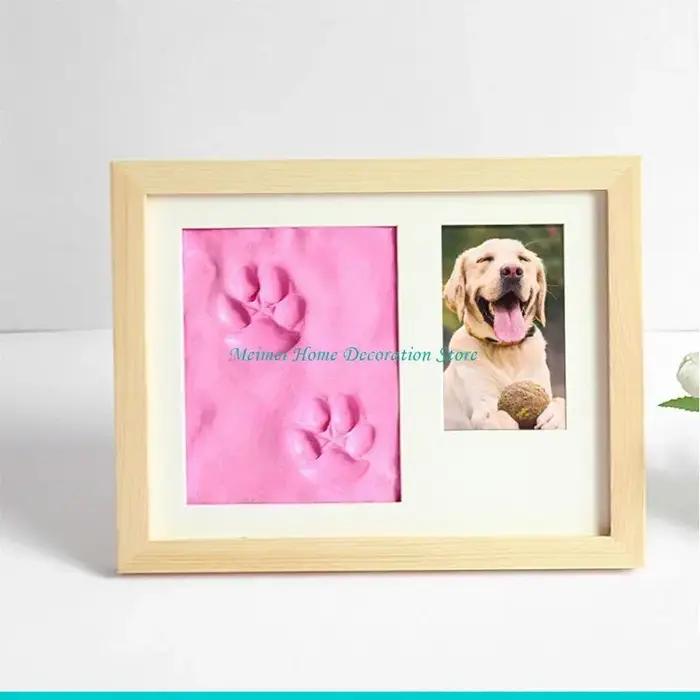 Cadre photo souvenir empreintes pattes animaux pour chiens rose blanc occassions spéciales-decoration-mémoire-animal-compagnon-nostalgie