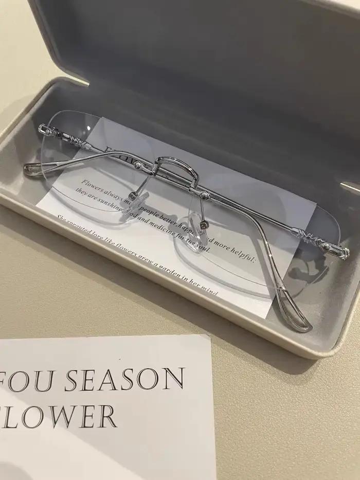 Lunettes carrées sans bords Anti-lumière bleue pour femmes et hommes