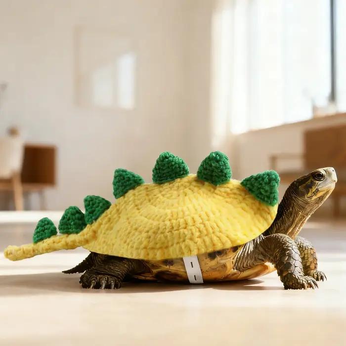 Costume de dinosaure tortue pour animaux de compagnie pull tricoté en forme de tortue de dessin animé pull mignon réglable pour tortue vêtement chaud tricoté à la main occasions spéciales