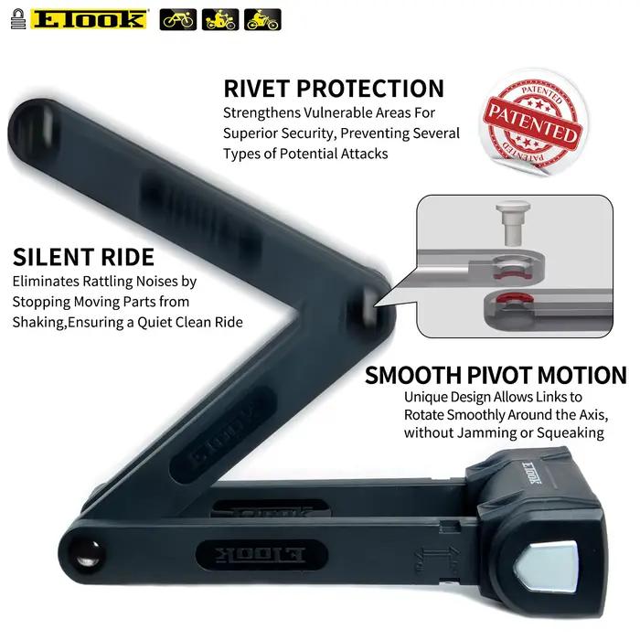 ETOOK-Serrure anti-vol pliable pour vélo, VTT, scooter, moto, robuste, acier allié, cisaillement ant