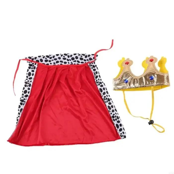 Ensemble costumes pour chiens avec enveloppe rouge casque doré, tenue fête royale pour photos d'anni