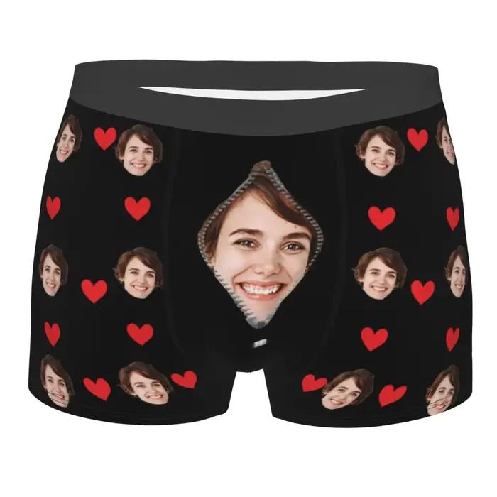 Hommes Personnalisé Visage Photo Sous-Vêtements Longs Mode Boxer Slips Shorts Culottes zones me Poly