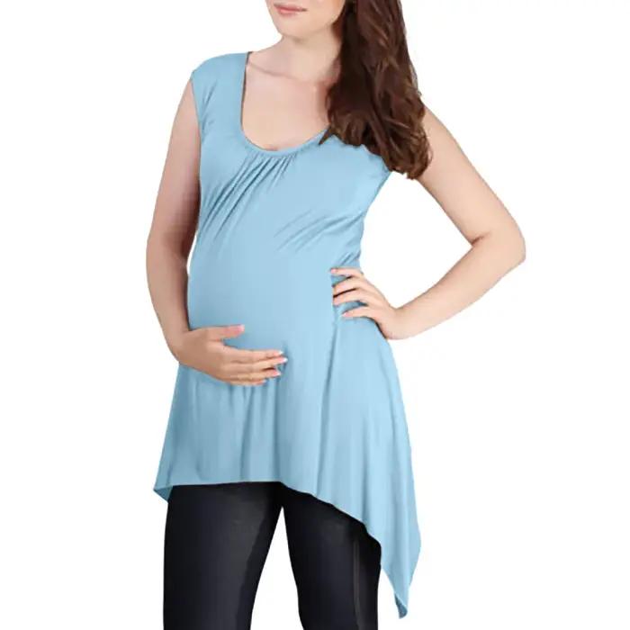 Vêtements pour femmes femme vêtements enceintes à manches courtes couleur unie grossesse gilet d'allaitement haut pour l'allaitement S-M-L-XL-XXL