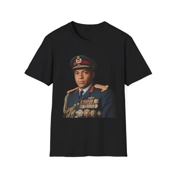 T-shirt esthétique rétro Mbappé à imprimé uniforme militaire et portrait de footballeur, coupe ample