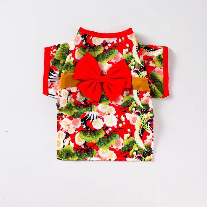 Adorable robe Kimono en brocart pour animaux de compagnie, robe de Style japonais pour animaux de co