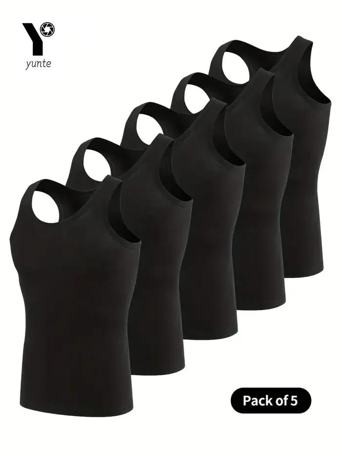 Gilet pour hommes noir 5 pièces respirant à séchage rapide en fibre de polyester