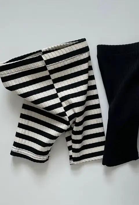 Pantalon en coton à rayures élastiques pour fille de 0 à 6 ans, vêtement pour enfant, couleur unie,