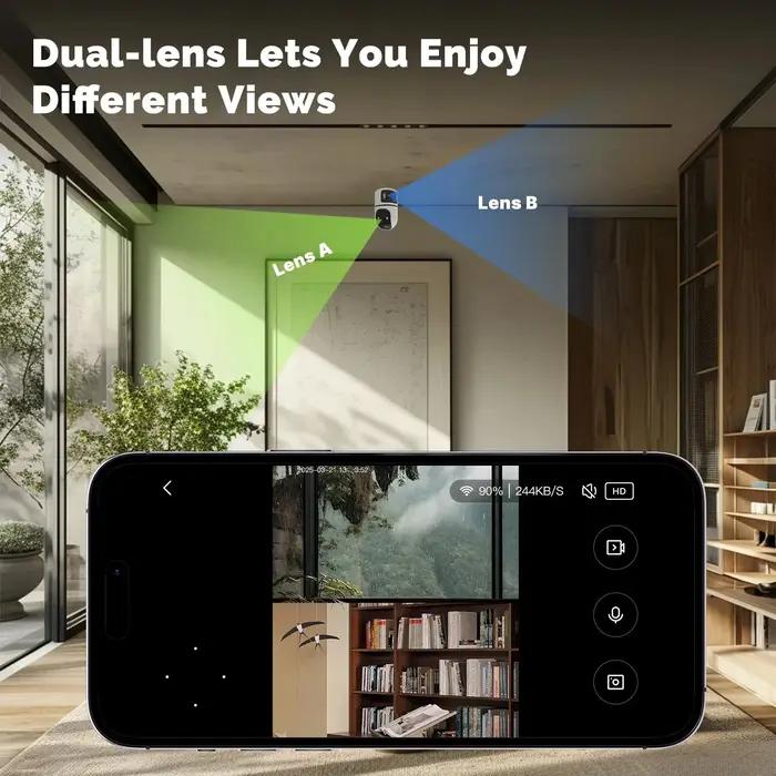 Caméra surveillance WiFi YOOSEE 8MP double objectif - PTZ zoom 10x audio bidirectionnel - Sécurité maison