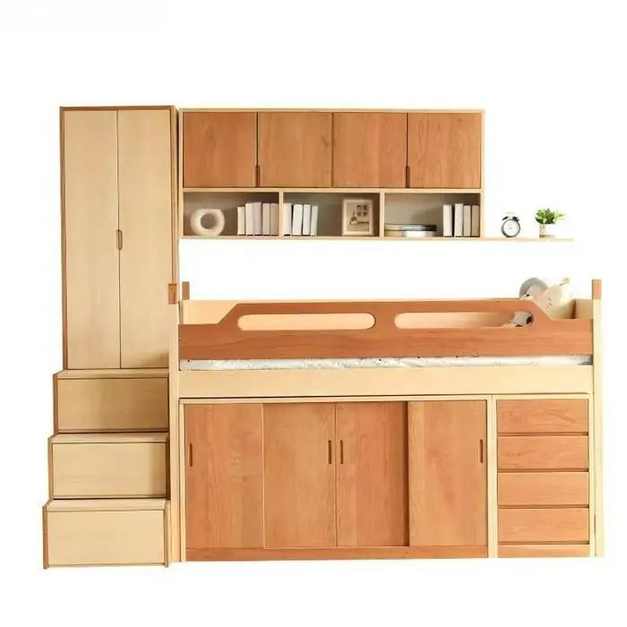 Armoire nordique Simple et moderne personnalisable, lit combiné en érable dur cerise, lit de rangeme