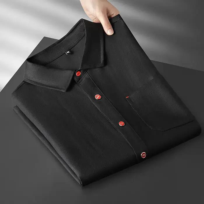 Ensembles d'été de luxe Minglu en Lyocell pour hommes – Chemises unies à manches courtes et boutonnage simple