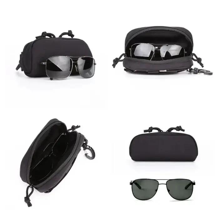 Étui tactique MOLLE pour lunettes 1000D Nylon anti-choc - Boîte de rangement lunettes de chasse étanche portable