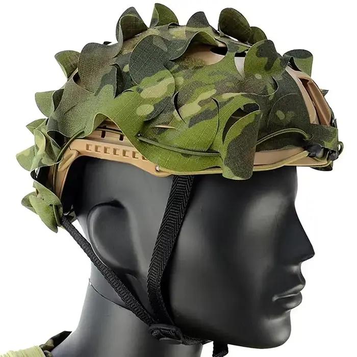 Couvre-casque FAST camouflage 3D feuille découpe laser protection accessoire chasse textile