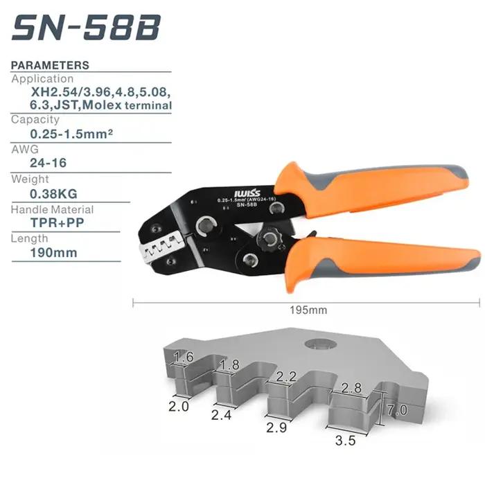 Suffiser SN-58B = 28B + 48B Pince à sertir les fils 0.25-1.5 mm² pour Box TAB 2.8/4.8/6.3 SM2.5 XH2.54 politiquement