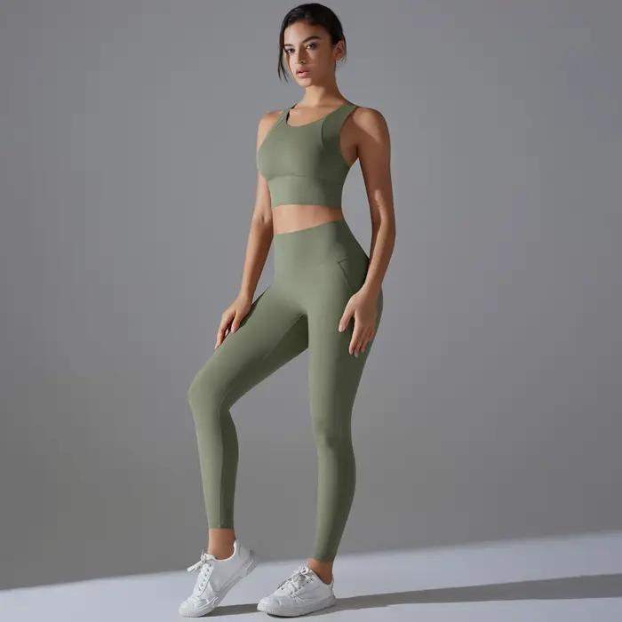 Ensemble de Yoga survêtement femme Fitness haut court antichoc soutiens-gorge de sport