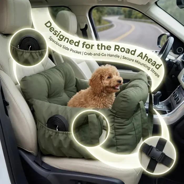 Siège auto pour chien avec ceinture de sécurité - Lit de voiture antidérapant pour petits chiens