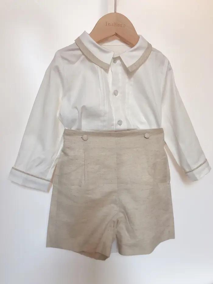 Ensemble de vêtements de boutique pour enfants, coton, lin, ingent, manches longues, tenue trempée,
