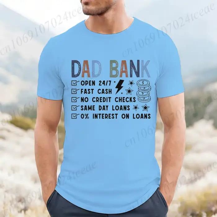 T-shirt Funny Dad Bank homme décontracté col rond en acétate pour homme occasions quotidiennes et spéciales