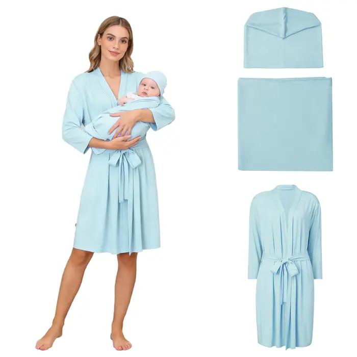 Vêtements de maternité et d'allaitement : Robe de travail et d'accouchement pour maman avec couverture d'emmaillotage