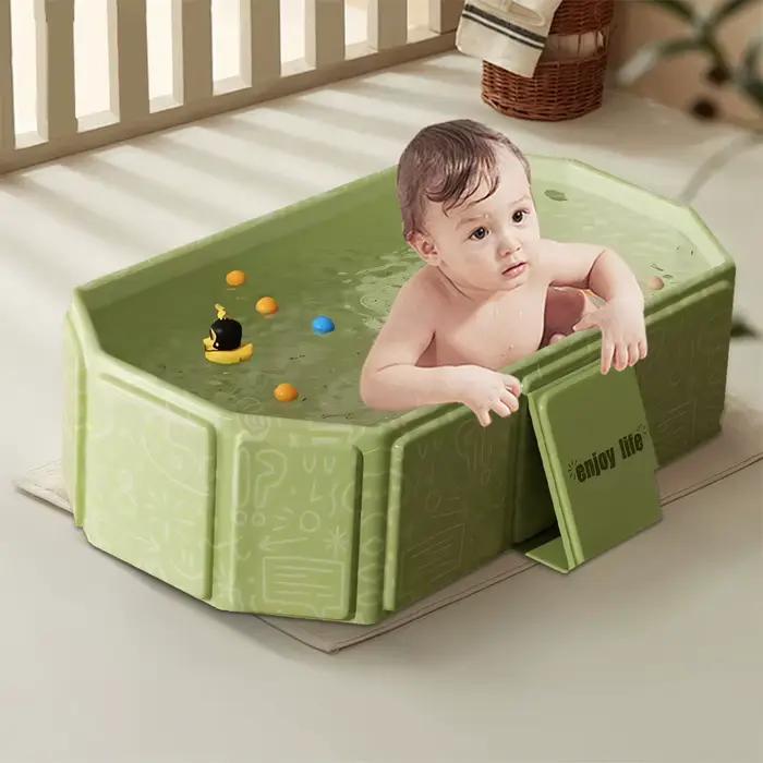 Baignoire pour bébé avec drain intégré, baignoire compacte pliable de qualité supérieure, baignoire