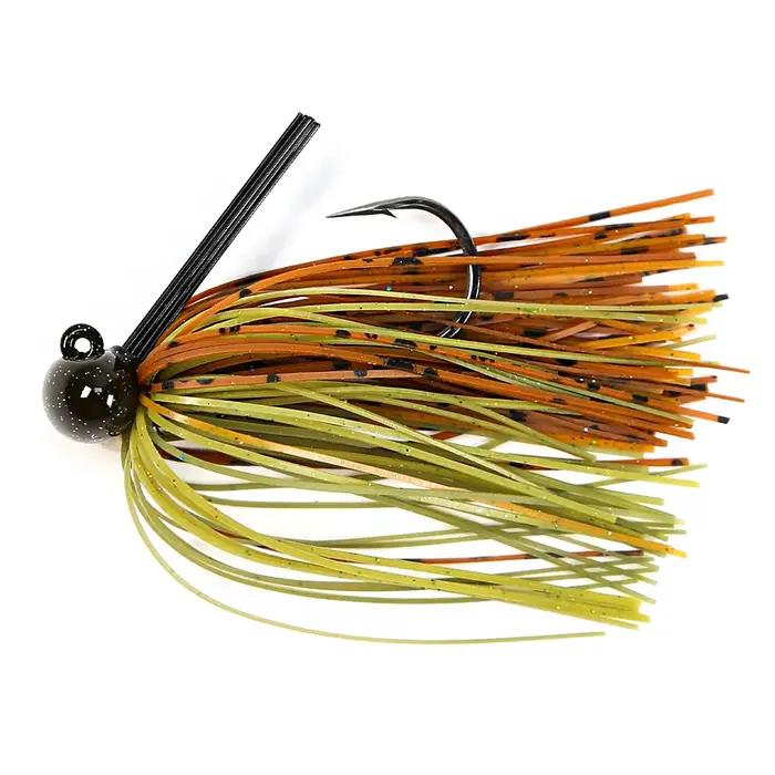 B & U 1pc 3/8oz 1/2oz basse sans mauvaises herbes gabarit de Football en caoutchouc de Silicone jig jupe crochet pointu