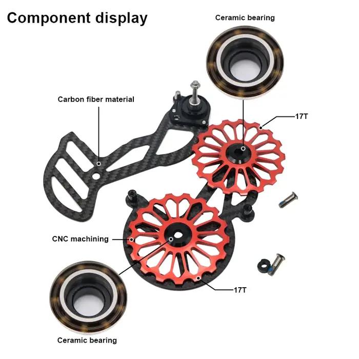 Dérailleur arrière en céramique de vélo en Fiber de carbone pour Shimano R6800 R7000 R8000 R9000 pou