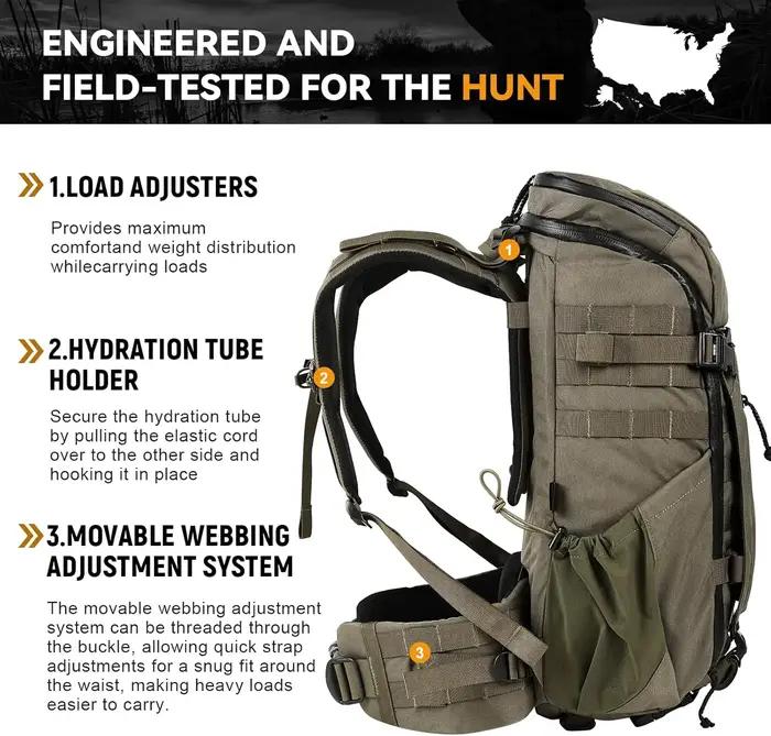 Sac à dos de chasse VOTAGOO en nylon Cordura 500D avec cadre en aluminium personnalisable pour la chasse aux oiseaux aquatiques et au cerf occasions spéciales