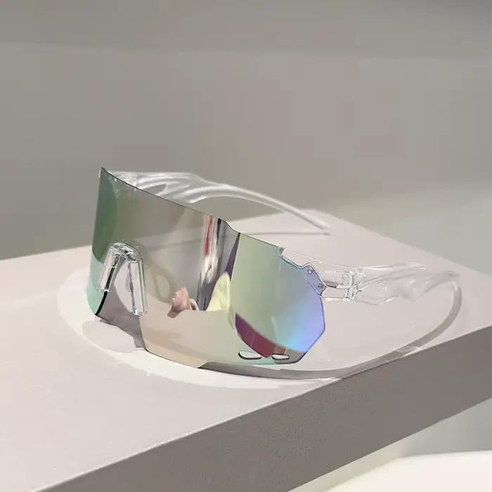 KAMMPT – lunettes surdimensionnées sans bords pour hommes, miroir rond enveloppé, lunettes de soleil