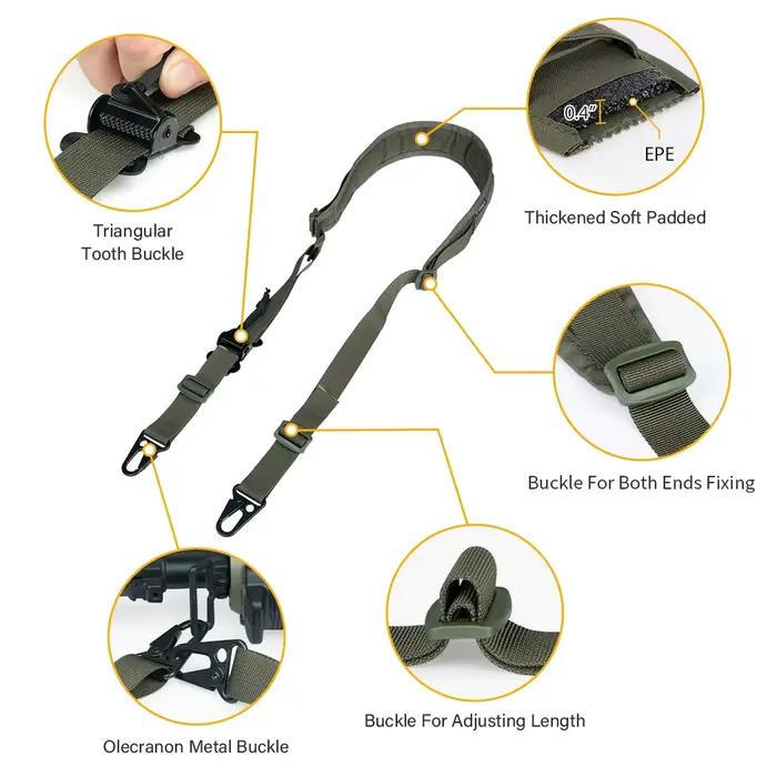 Accessoire de chasseur IDOGEAR Tactical Sling Slingster 2 Points Sling Vert Ranger pour homme confortable et polyvalent