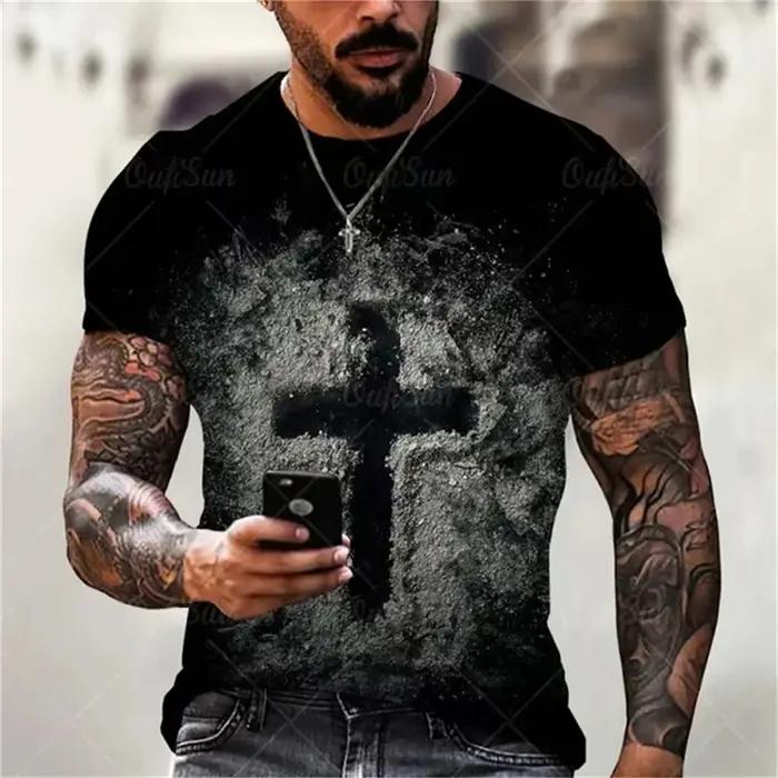 Économie unisexes à col rond College en 3D pour hommes, vêtements chrétiens, t-shirt respirant gothi