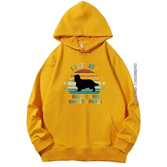 Sweat à capuche Cavalier King Charles épagneul vintage rétro pour hommes printemps automne décontracté