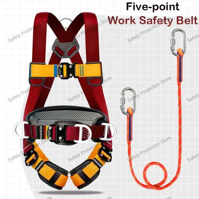 Harnais de sécurité à cinq points pour travail en hauteur construction alpinisme secours en montagne Polyester haute résistance acier allié sécurité professionnelle occasionnels