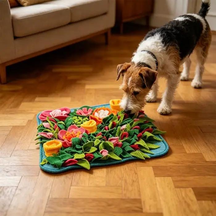 Tapis distribution friandises pour chien puzzle interactif jouet à mâcher pour animaux compagnie réduisant l'ennui occasions spéciales intérieur