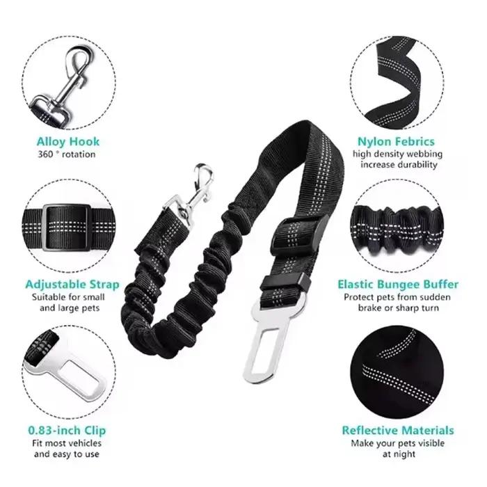 Ceinture de sécurité pour chien avec amortisseur et ligne réfléchissante
