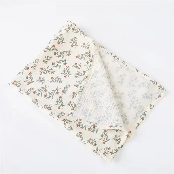 Couverture d'emmaillotage en coton pour bébé, imprimé Floral, couche en mousseline, tissu froissé po
