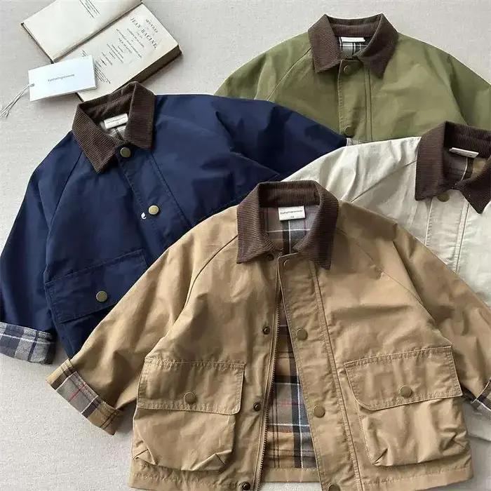 Mode bébé fille garçon Cargo Trench veste infantile enfant en bas âge enfant Patchwork manteau print