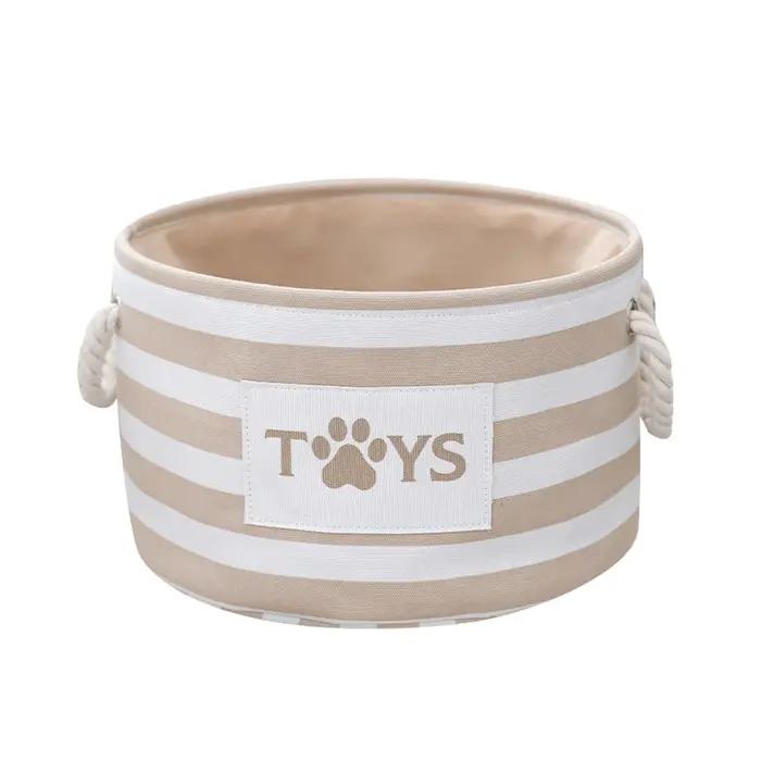 Panier rond à griffes rayées pour jouets pour animaux de compagnie