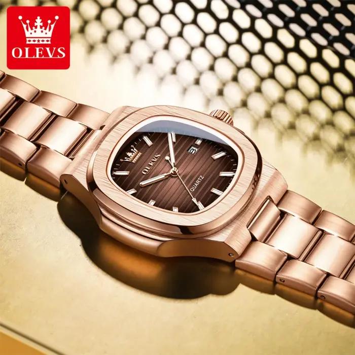 Montre quartz OLEVS 3696 homme luxe calendrier étanche affaire bracelet homme grand cadran lumineux simple élégant