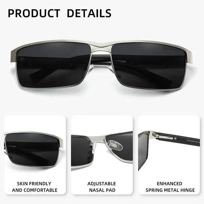KINGSEVEN Lunettes de soleil polarisées rectangulaires UV400 pour hommes, lunettes de cyclisme, lune