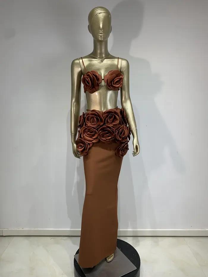 Robe longue à bandes pour femmes
