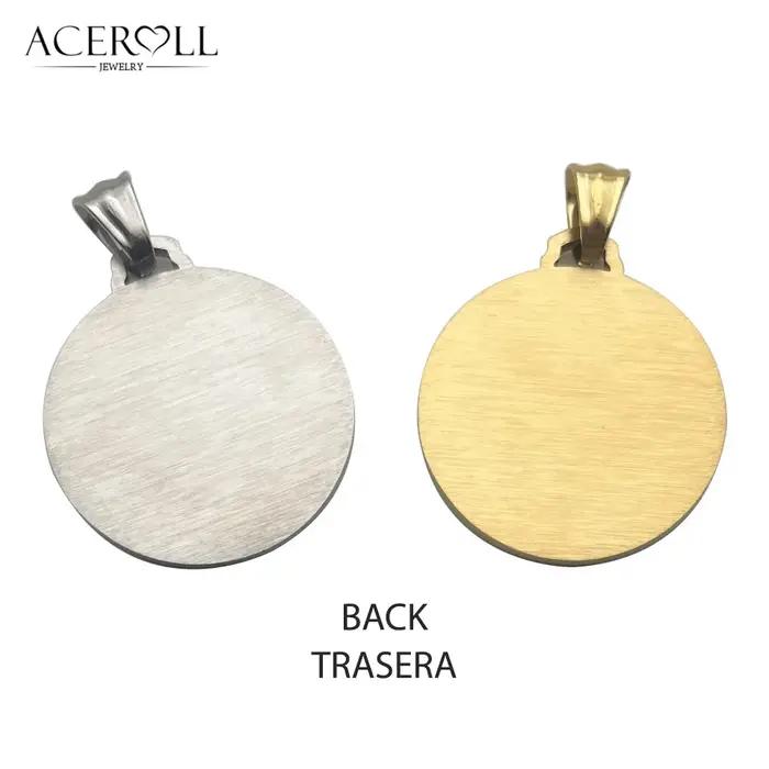 ACEROLL Pendentif catholique en acier inoxydable Médaille Saint Antoine et Saint Christophe